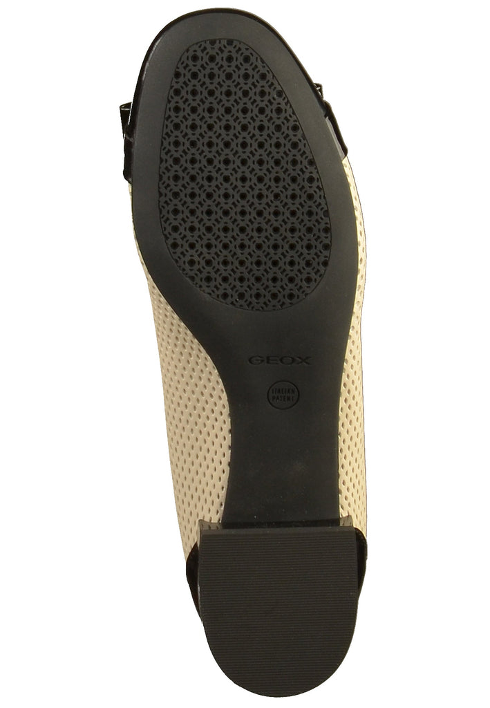 Geox Ballerinas Lederimitat Beige/Schwarz - surf4shoes