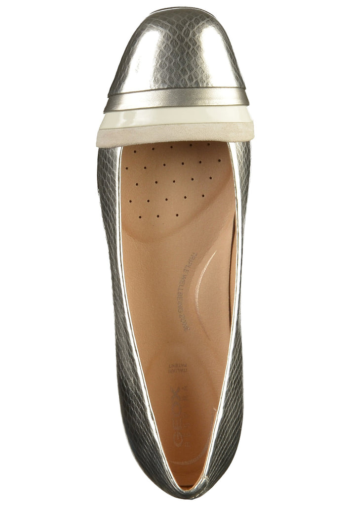 Geox Ballerinas Leder Silber/Weiß - surf4shoes