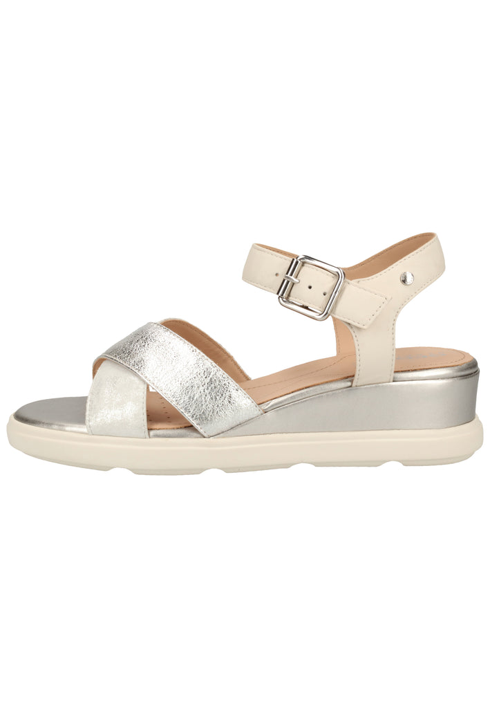 Geox Sandalen Leder Silber/Weiß - surf4shoes