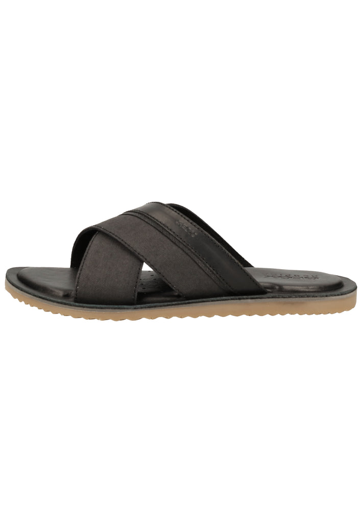 Geox Pantoletten Leder/Textil Schwarz - surf4shoes