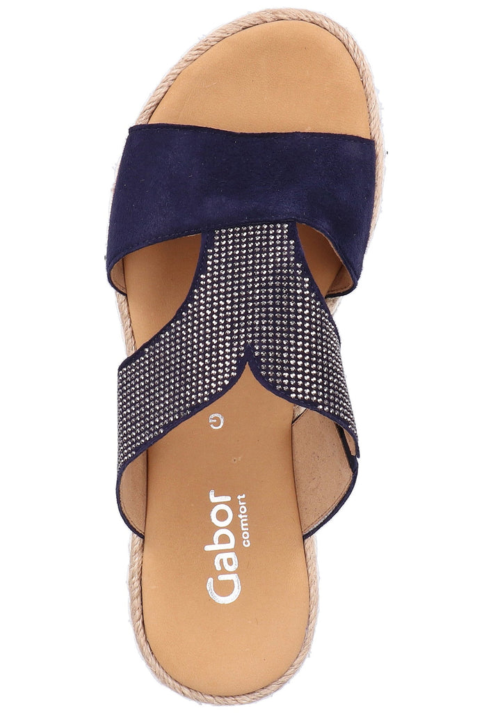 Gabor Pantoletten Leder Blau - surf4shoes
