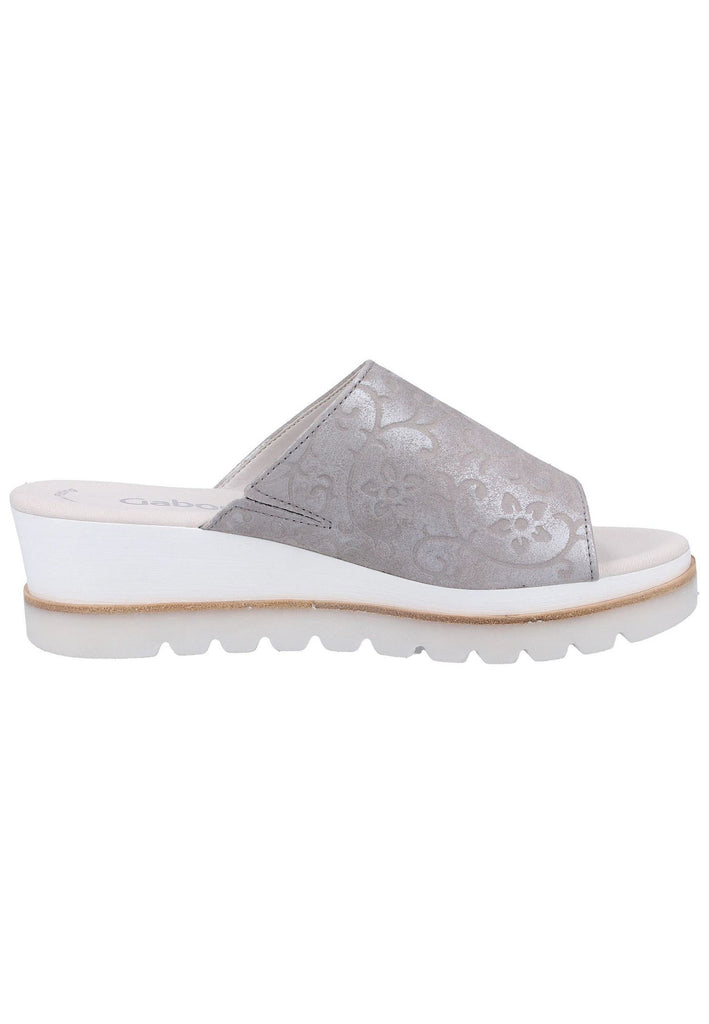 Gabor Pantoletten Leder Hellgrau - surf4shoes