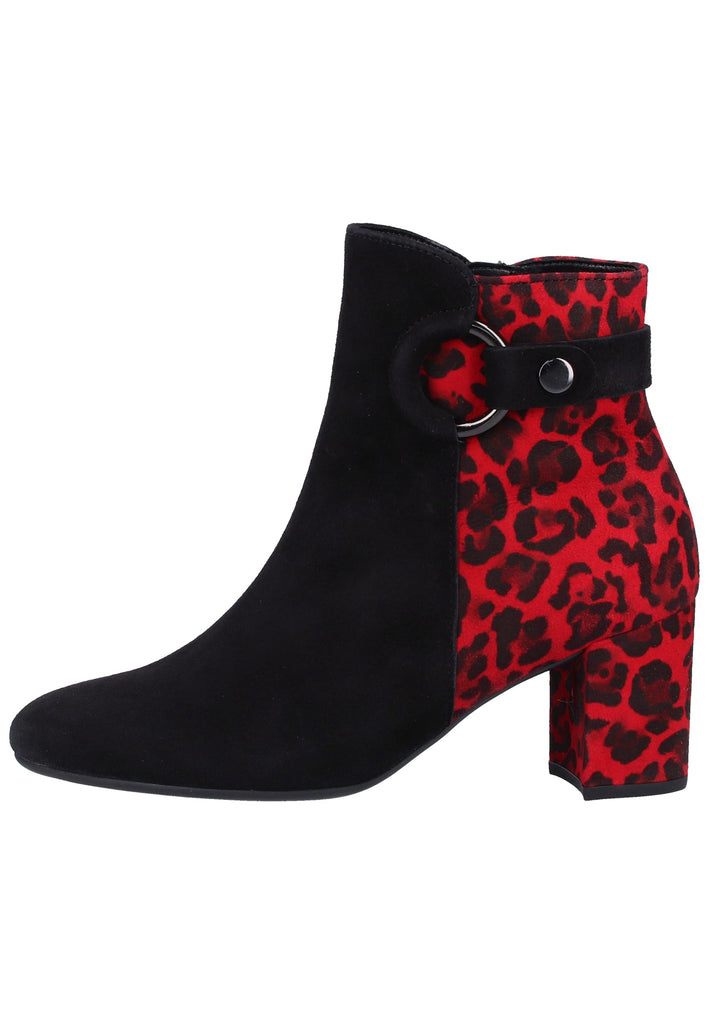 Gabor Stiefelette Veloursleder Schwarz/Rot - surf4shoes