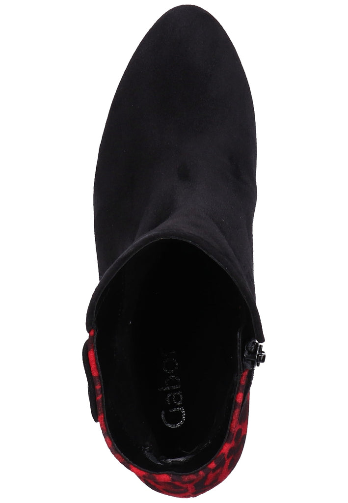 Gabor Stiefelette Veloursleder Schwarz/Rot - surf4shoes