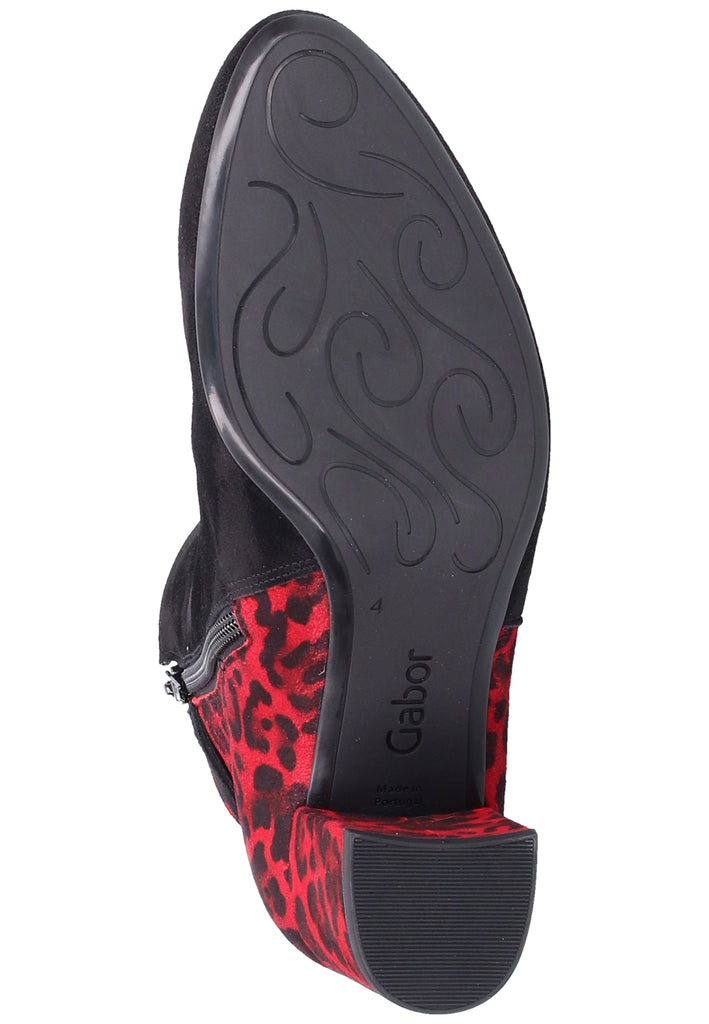Gabor Stiefelette Veloursleder Schwarz/Rot - surf4shoes