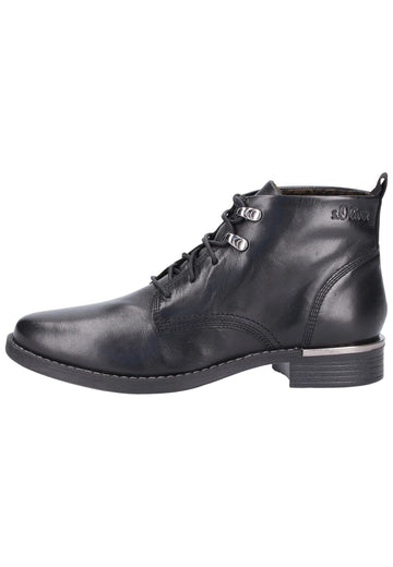 s.Oliver Stiefelette Leder Schwarz - surf4shoes