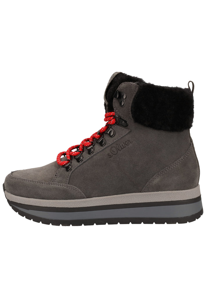 s.Oliver Stiefelette Leder/Textil Anthrazit Warmfutter - surf4shoes