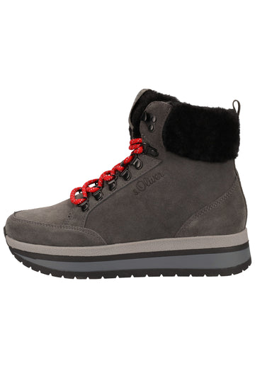s.Oliver Stiefelette Leder/Textil Anthrazit Warmfutter - surf4shoes