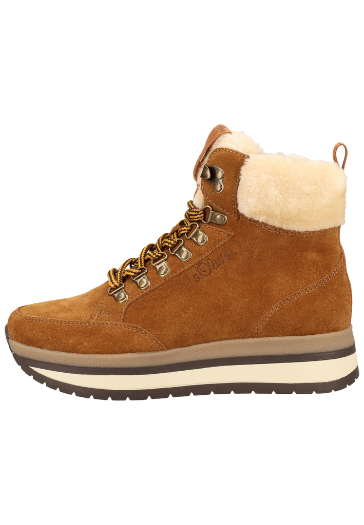 s.Oliver Stiefelette Leder/Textil Cognac Warmfutter - surf4shoes