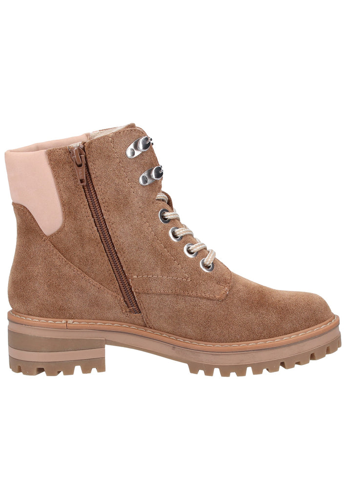 s.Oliver Stiefelette Lederimitat/Textil Braun/Rosa - surf4shoes