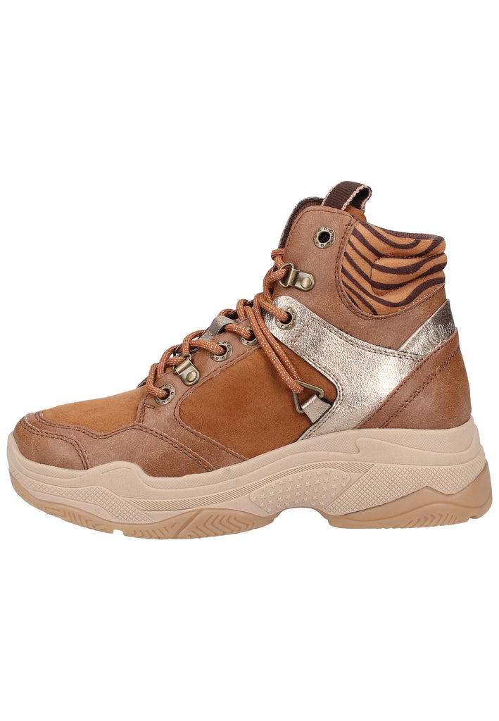 s.Oliver Stiefelette Lederimitat/Textil Cognac - surf4shoes