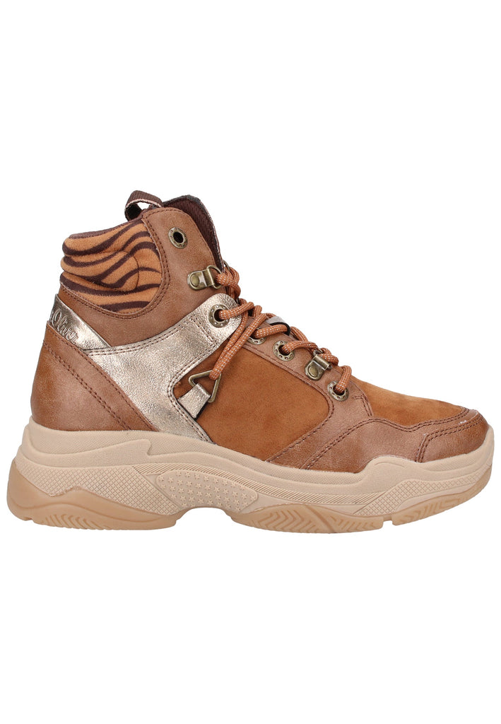 s.Oliver Stiefelette Lederimitat/Textil Cognac - surf4shoes