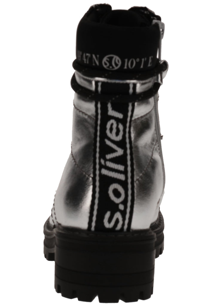 s.Oliver Stiefelette Lederimitat/Textil Silber Warmfutter - surf4shoes