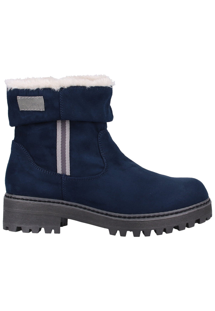 s.Oliver Stiefelette Lederimitat/Textil Navy Warmfutter - surf4shoes