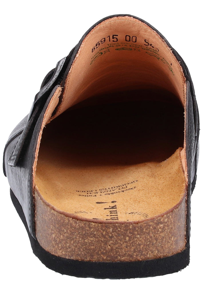 Think! Clogs Leder Schwarz - surf4shoes