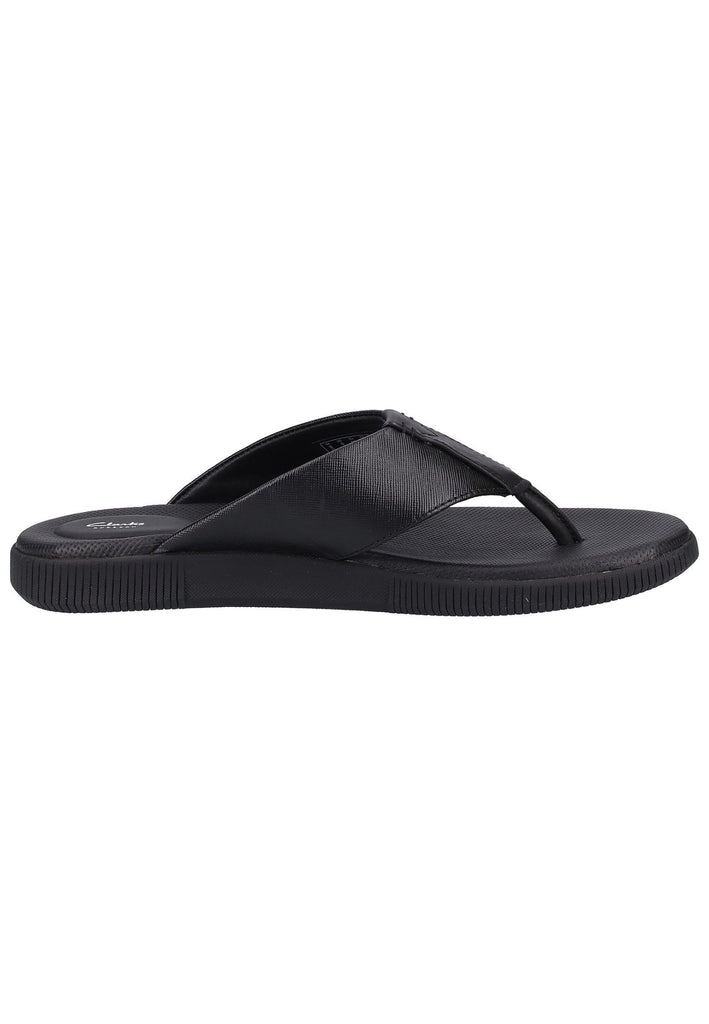 Clarks Zehensteg Leder Schwarz - surf4shoes