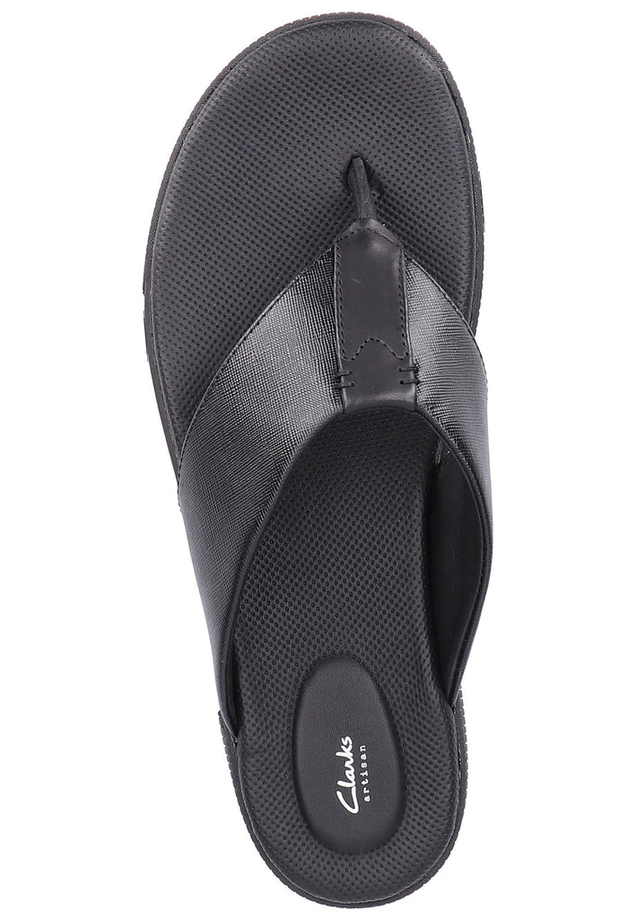 Clarks Zehensteg Leder Schwarz - surf4shoes