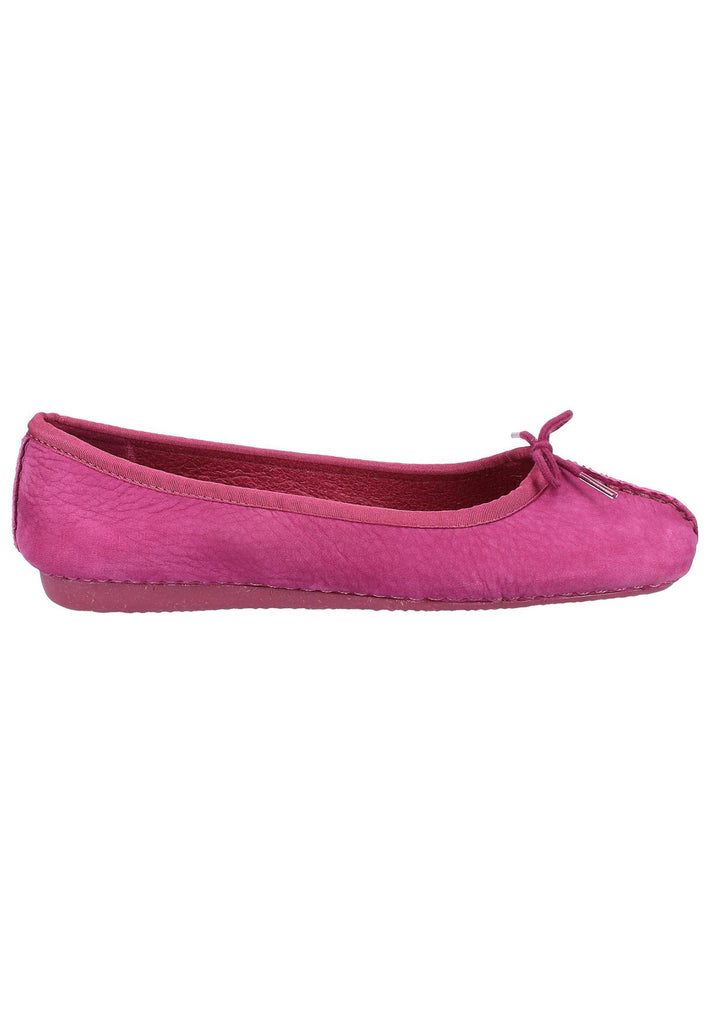 Clarks Ballerinas Nubukleder Raspberry - surf4shoes