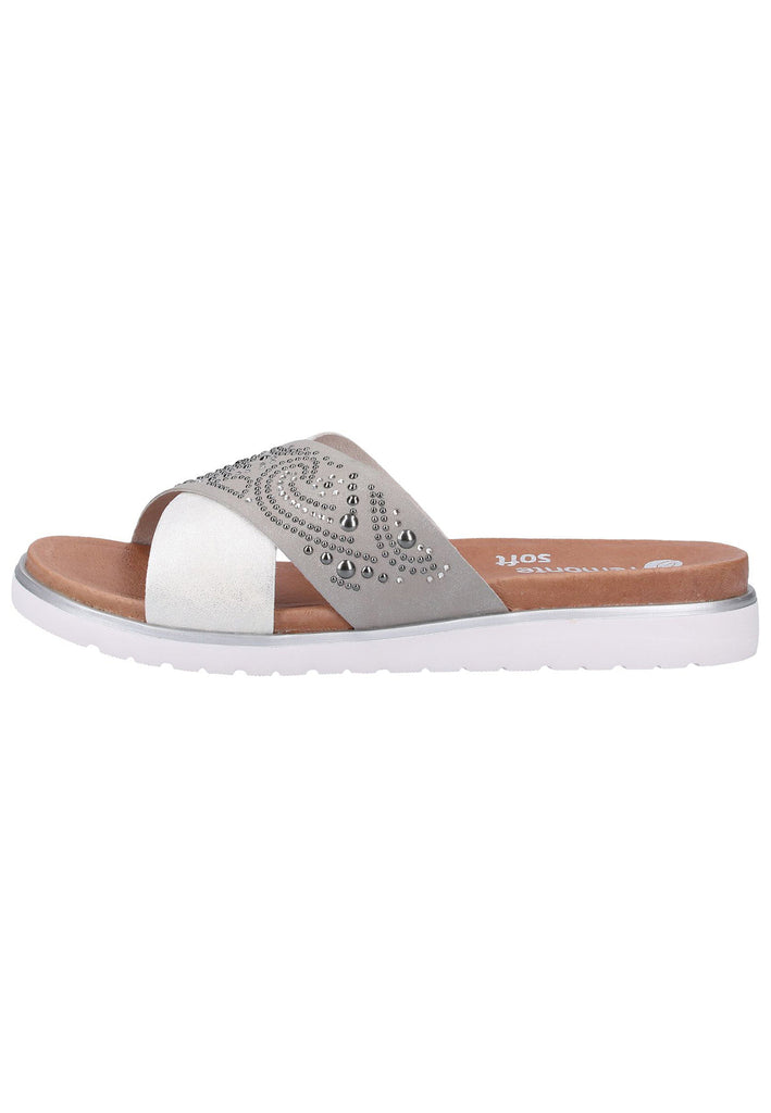 Remonte Pantoletten Lederimitat Silber - surf4shoes