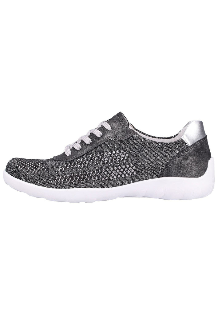 Remonte Halbschuhe Lederimitat Schwarz/Silber - surf4shoes
