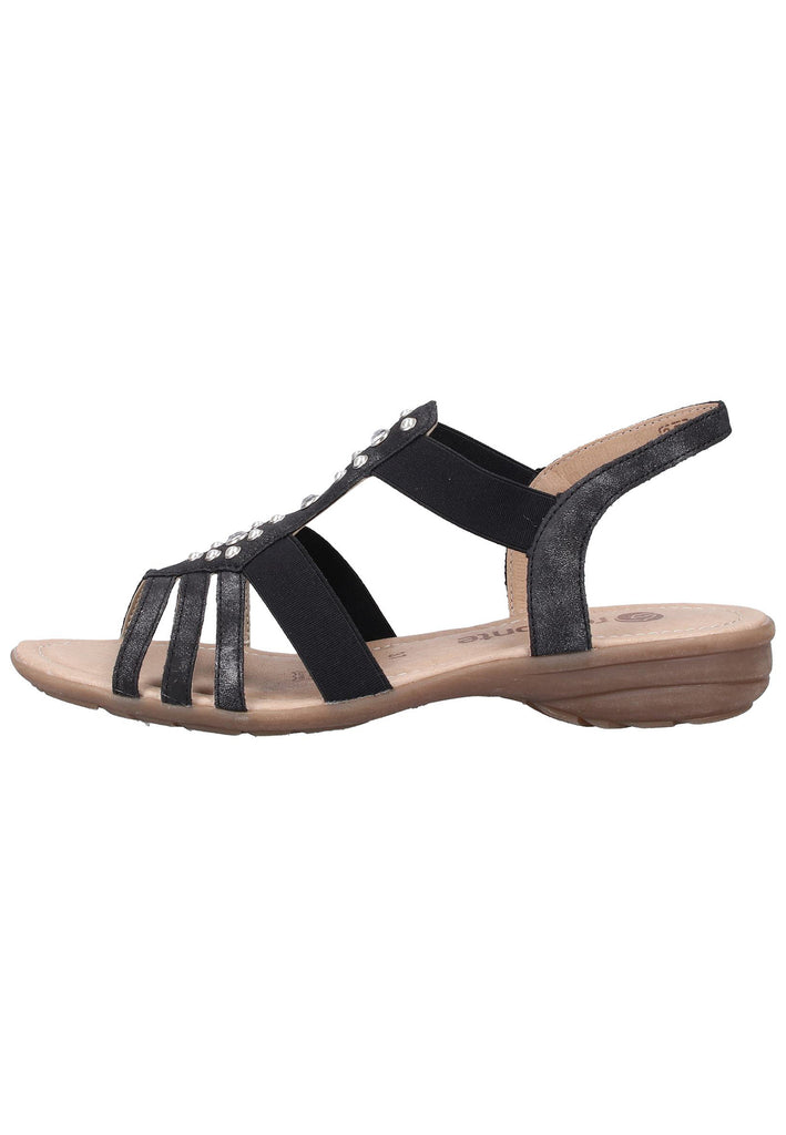 Remonte Sandalen Lederimitat Grau/Schwarz - surf4shoes