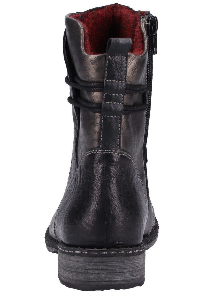 Remonte Stiefelette Lederimitat Schwarz/Silber - surf4shoes