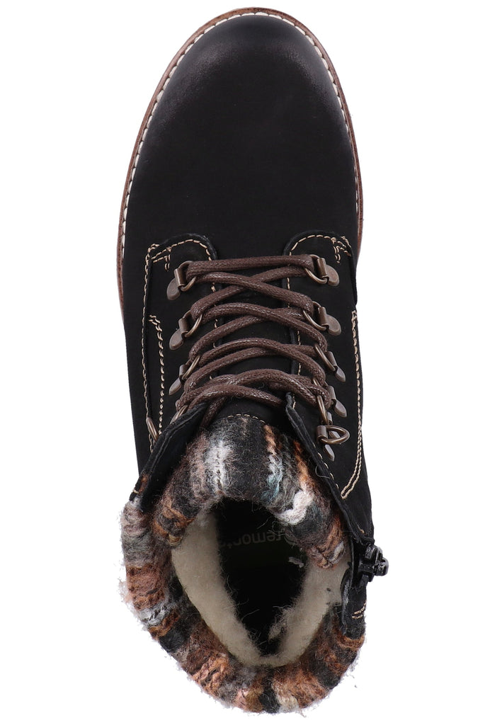 Remonte Stiefelette Leder/Textil Schwarz/Grau Warmfutter - surf4shoes
