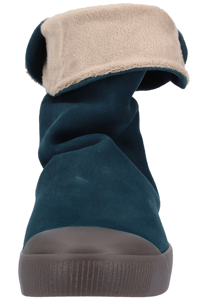 softinos Stiefelette Veloursleder Petrol Warmfutter - surf4shoes