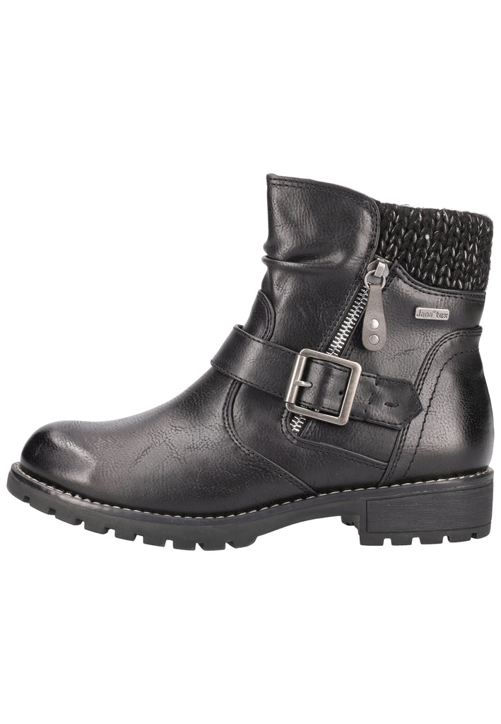 Jana Stiefelette Lederimitat/Textil Schwarz Warmfutter - surf4shoes