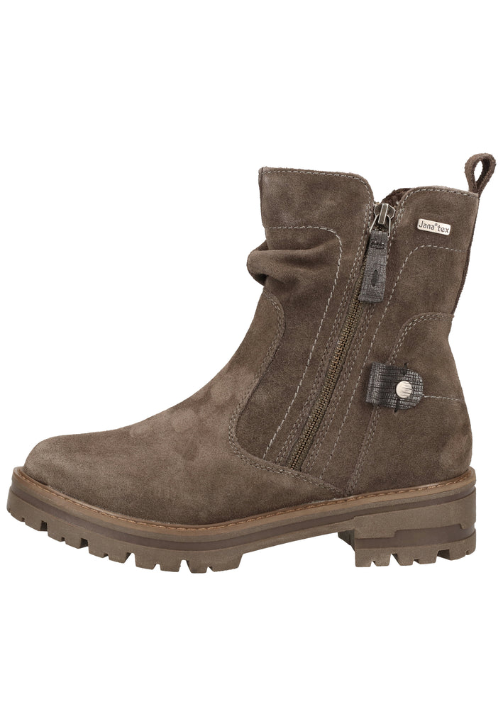 Jana Stiefelette Leder/Synthetik Beige Warmfutter - surf4shoes