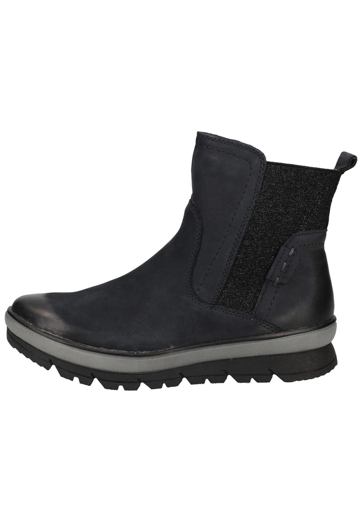 Jana Stiefelette Leder/Textil Navy Warmfutter - surf4shoes