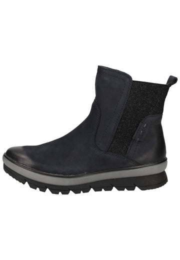 Jana Stiefelette Leder/Textil Navy Warmfutter - surf4shoes