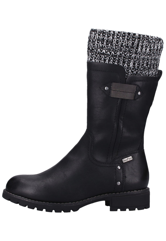 Jana Stiefel Lederimitat/Textil Schwarz Warmfutter - surf4shoes