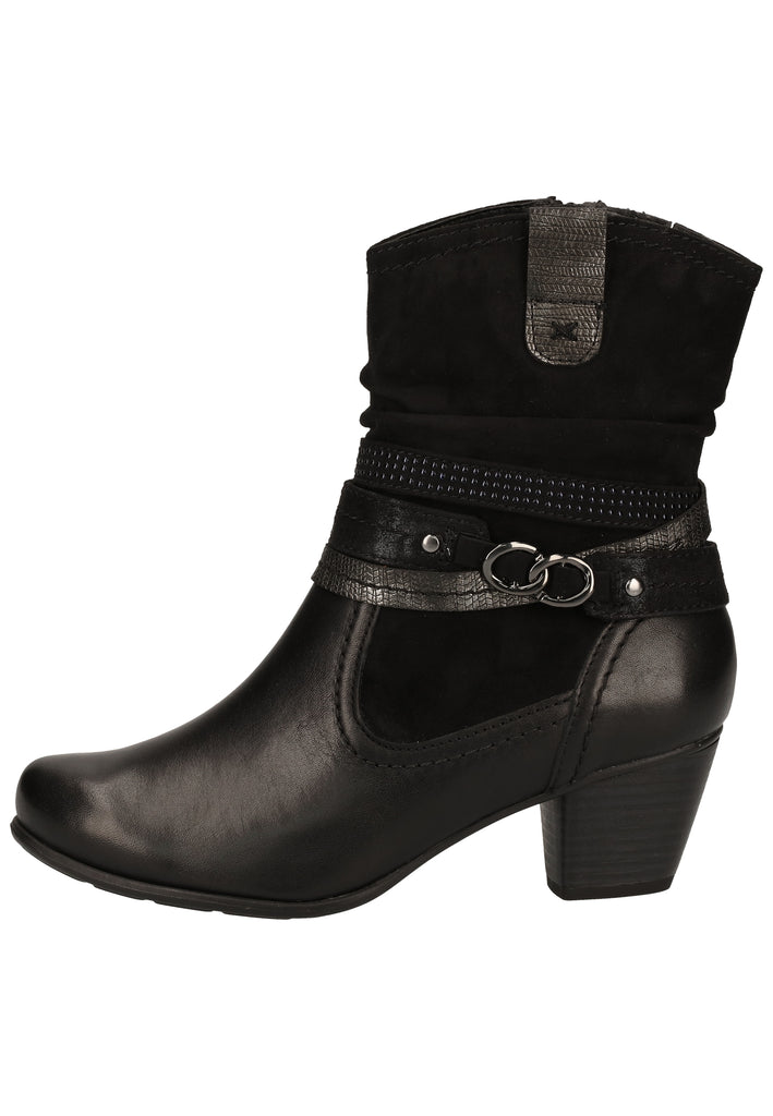 Jana Stiefelette Leder/Textil Schwarz Warmfutter - surf4shoes
