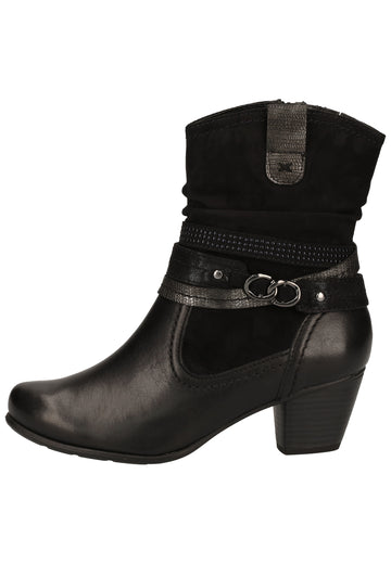 Jana Stiefelette Leder/Textil Schwarz Warmfutter - surf4shoes