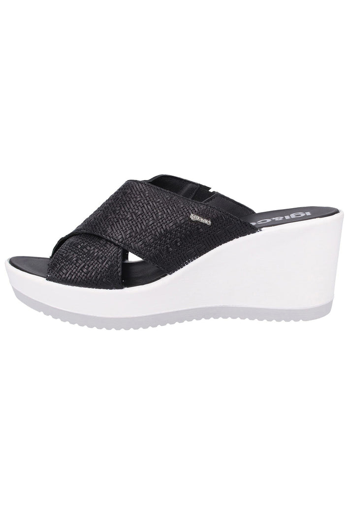 IGI&CO Pantoletten Leder Schwarz - surf4shoes