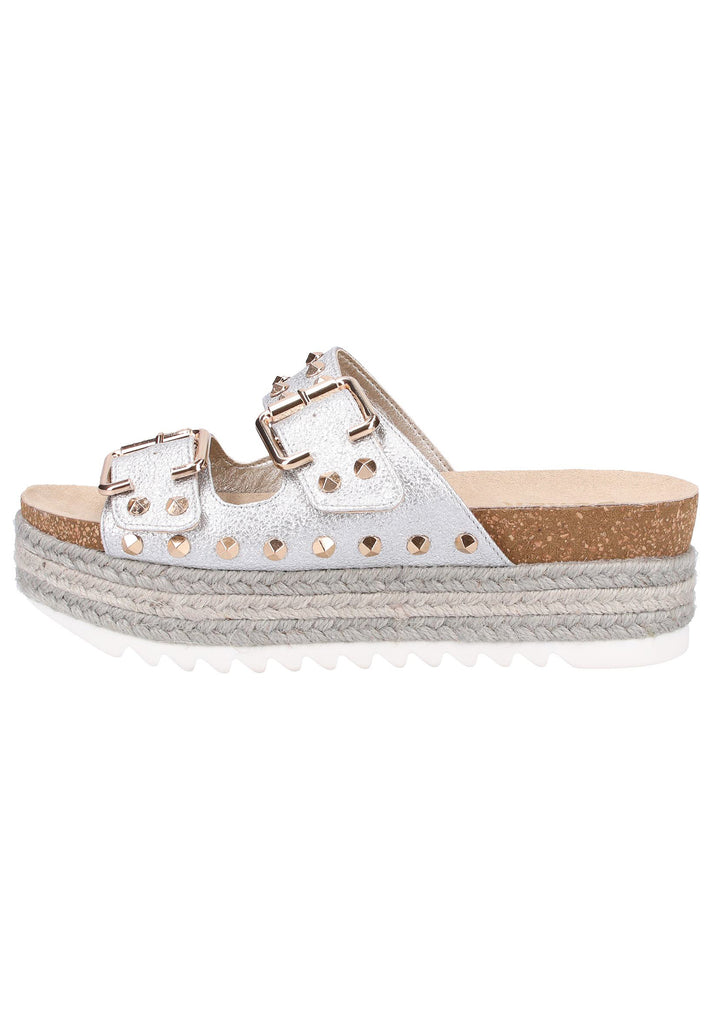 Bullboxer Pantoletten Lederimitat Silber - surf4shoes