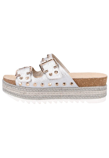 Bullboxer Pantoletten Lederimitat Silber - surf4shoes