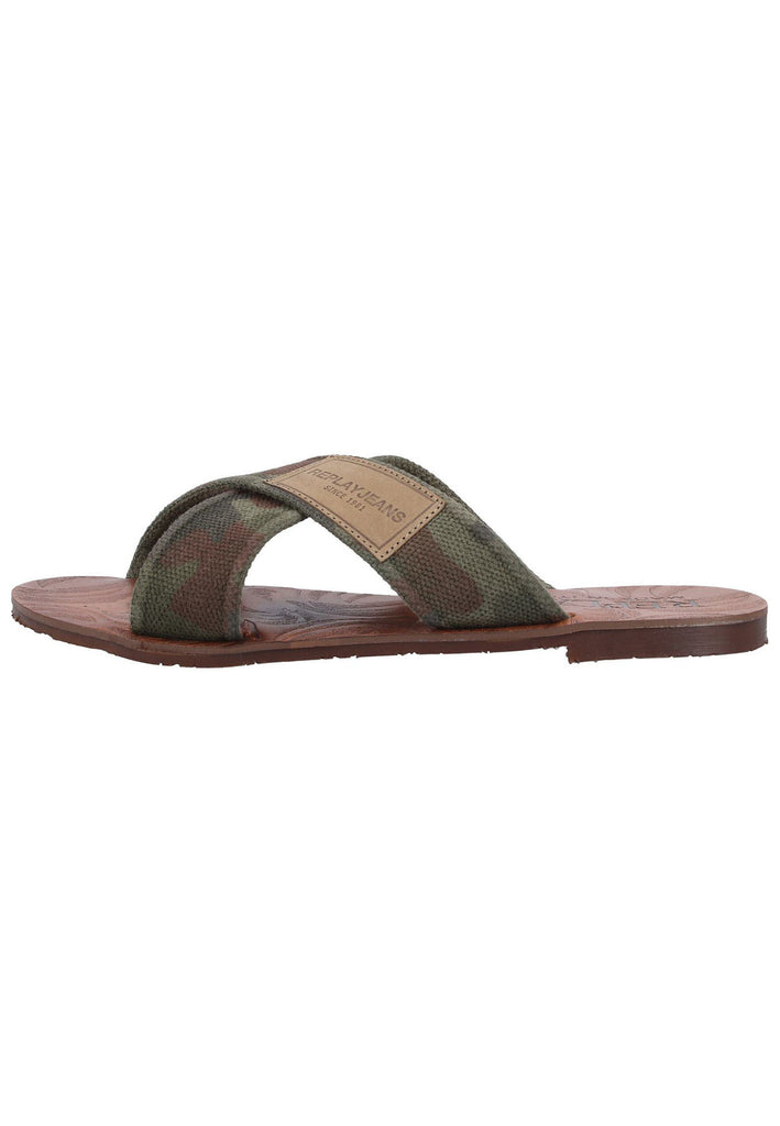 Replay Pantoletten Textil Oliv - surf4shoes