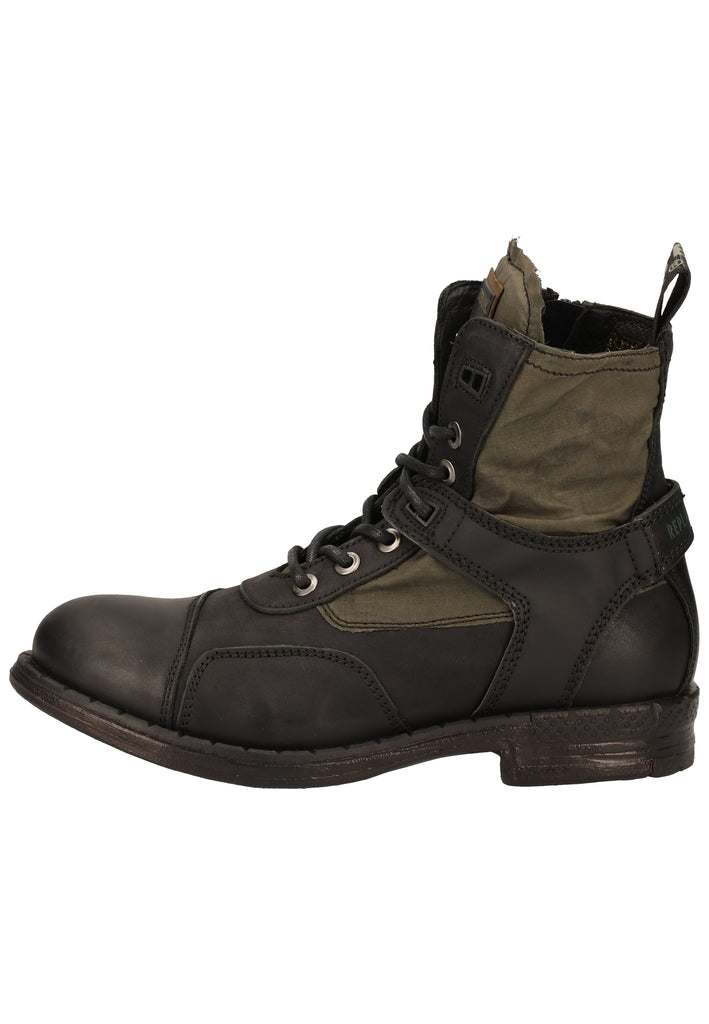 Replay Stiefelette Leder/Textil Schwarz/Grün - surf4shoes