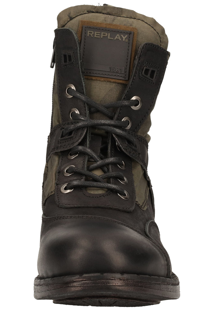 Replay Stiefelette Leder/Textil Schwarz/Grün - surf4shoes