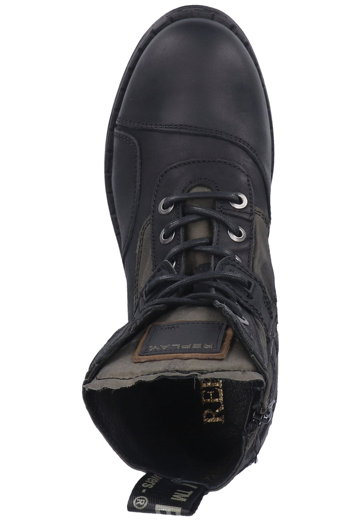 Replay Stiefelette Leder/Textil Schwarz/Grün - surf4shoes