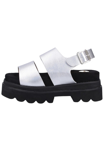 Buffalo Sandalen Lederimitat Silber - surf4shoes
