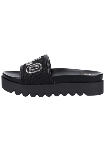 Buffalo Pantoletten Lederimitat Schwarz - surf4shoes