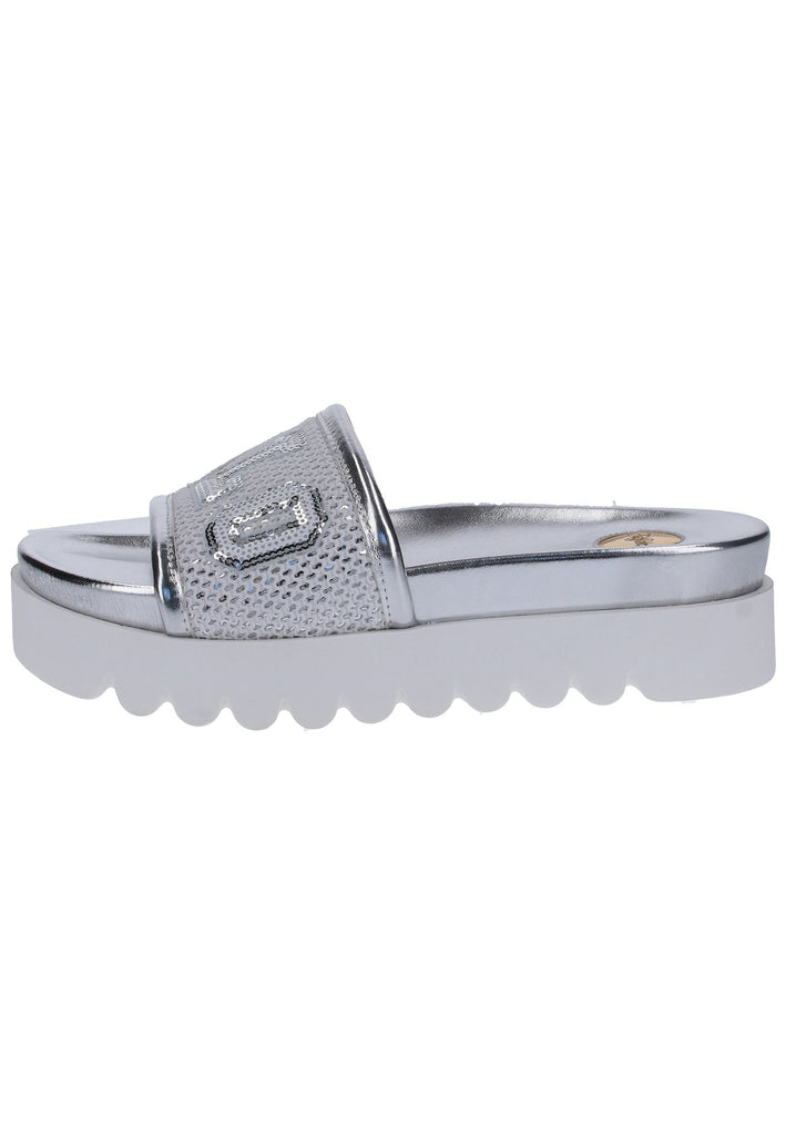 Buffalo Pantoletten Leder/Textil Silber - surf4shoes