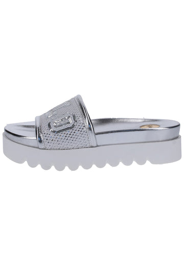 Buffalo Pantoletten Leder/Textil Silber - surf4shoes
