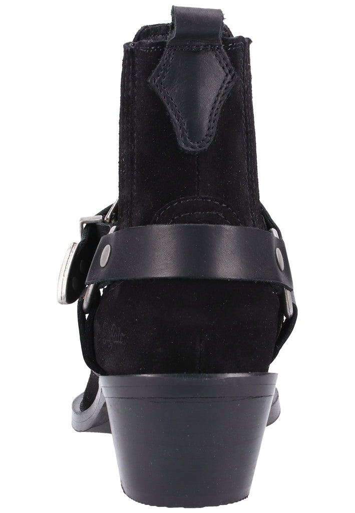 Buffalo Stiefelette Veloursleder Schwarz - surf4shoes
