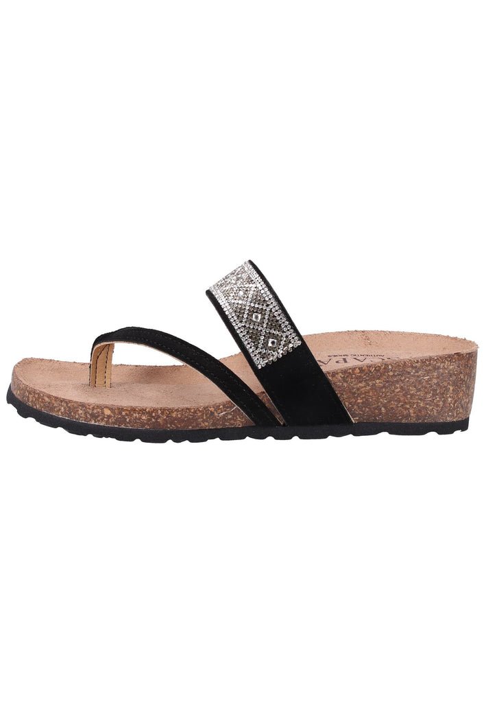 Scapa Pantoletten Leder Schwarz - surf4shoes