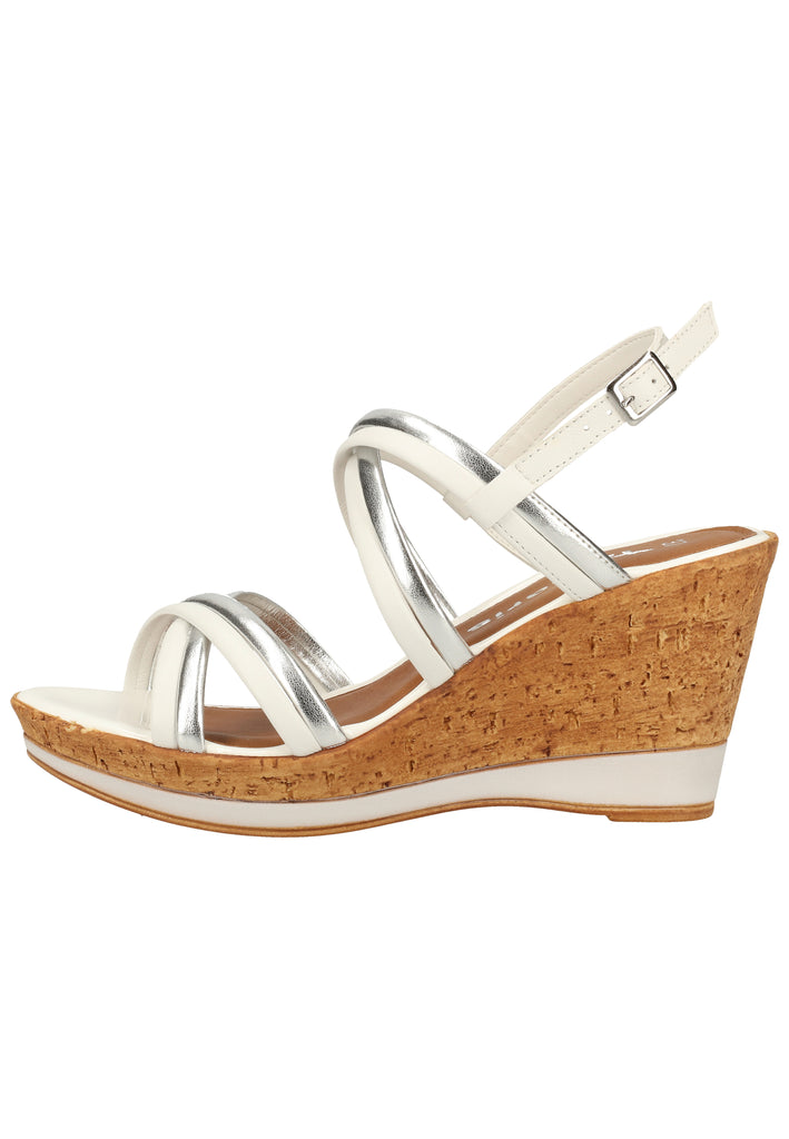 Tamaris Sandalen Leder/Synthetik Weiß/Silber - surf4shoes