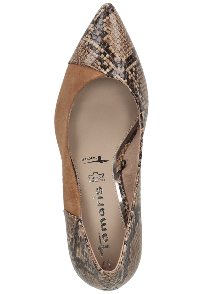 Tamaris Pumps Leder/Textil Nussbraun - surf4shoes